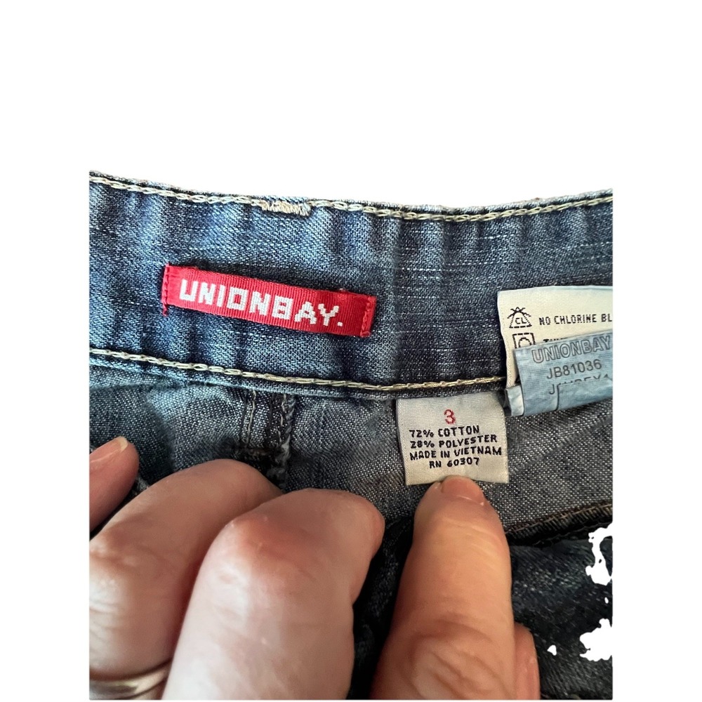 Vintage Y2K UnionBay Juniors Denim Cargo Shorts 3 Blue Juniors Retro Millennial - Picture 5 of 15